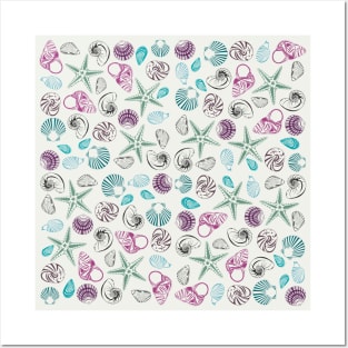 Pastel seashell pattern Posters and Art